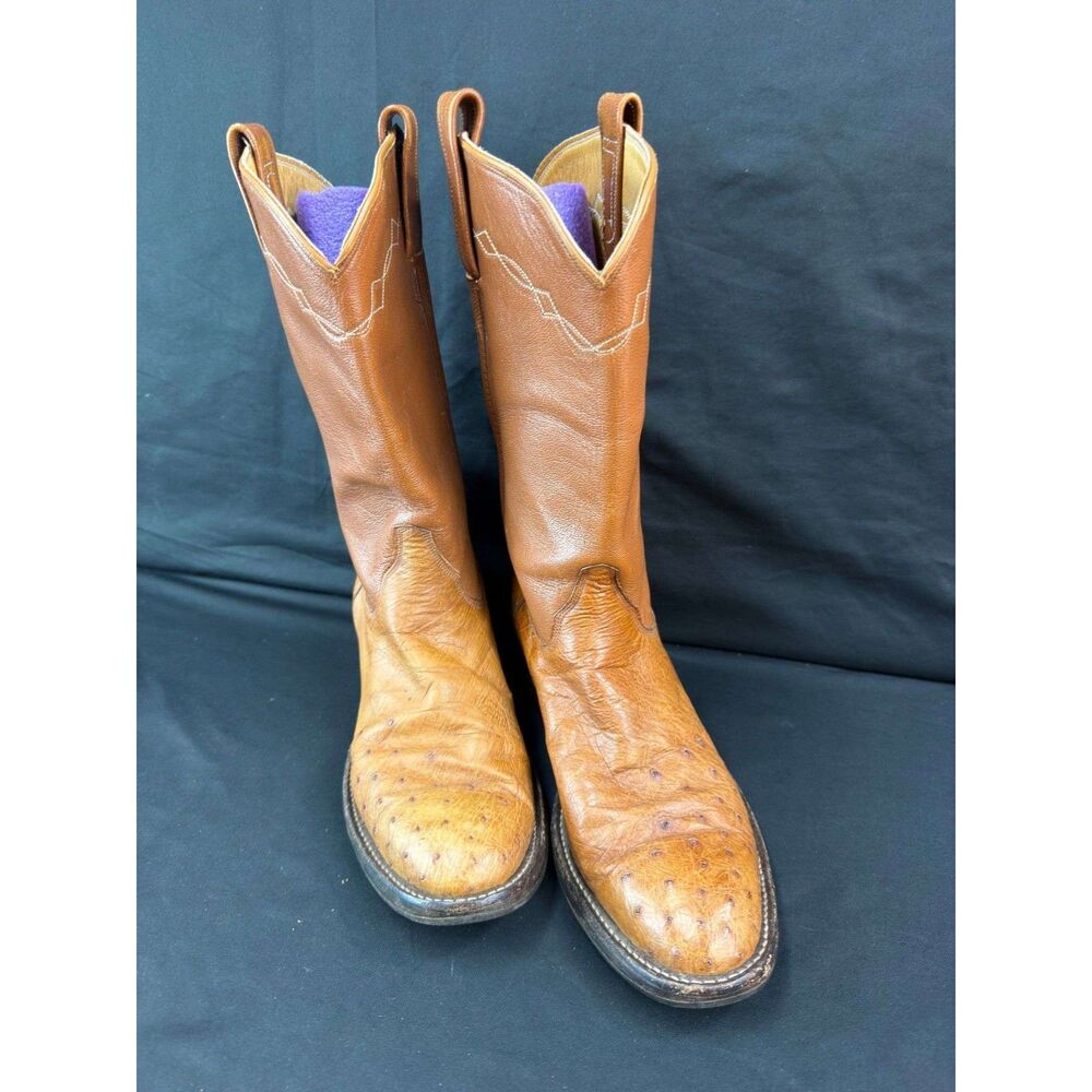 Vintage Women's Full-Quill Ostrich Cowboy Boots – Size 11.5